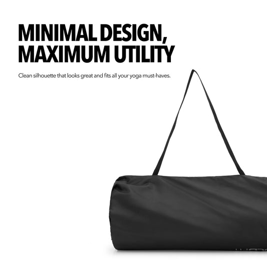 Boldfit Yoga Mat Cover Bag Black Yoga Mat Cover for Carrying Exercise Polyester Bag with Drawstring & Strap Upto 10mm for Women & Men - Black