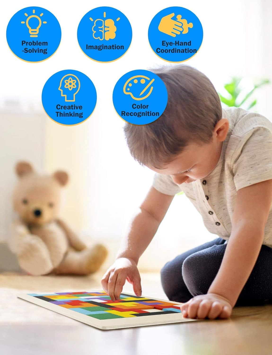 Niwlix Wooden Russian Blocks Puzzles for Kids Adults, Wood Intelligence Puzzle for Kids Ages 3-8,Wooden Kids Puzzles Brain Teasers Toy Educational Gift for 7-10 Years