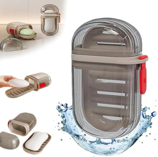 JIALTO Portable Soap Holder - Compact and Durable Plastic Soap Dish for Home, Outdoor Hiking, and Camping - Travel Soap Box Case Ideal for Accessories (Browns)
