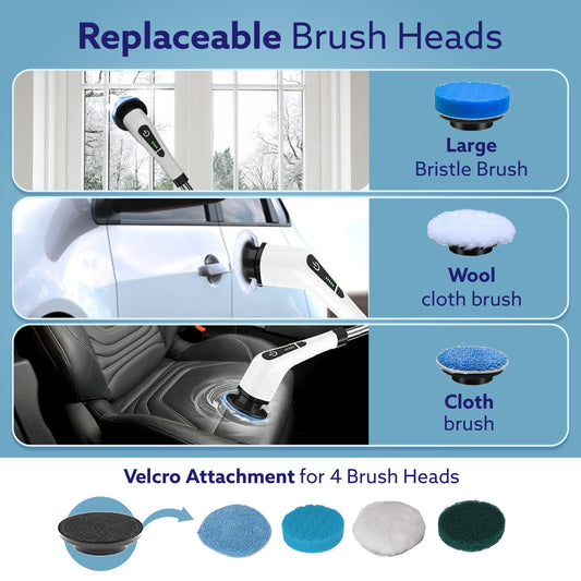 AGARO Royal Electric Spin Scrubber,Cleaning Brush Scrubber for Home, 350RPM/Mins-8 Replaceable Brush Heads-90Mins Work Time,3 Adjustable Size,2 Adjustable Speeds for Bathroom Shower Bathtub Glass Car