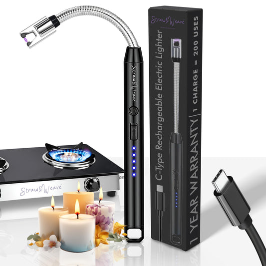 Electric Rechargeable Plasma Gas Lighter for Kitchen, Lighter for Gas Stove, Candles, Pooja, 1 Year Warranty, C-Type USB, Kitchen Tools, Multi Purpose - 360° Flexible & Windproof, Multi-Color